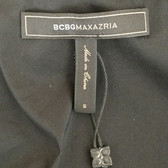 BCBGMAXAZRIA Top Women's Size S Black Sleeveless Ruffle Collar Belted - Picture 7 of 11